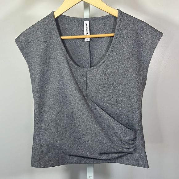 ATHLETA Women’s Bayview Faux Wrap Cap Sleeve Cropped Tee Gray Size Medium - Picture 2 of 10